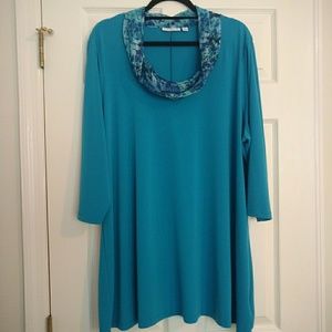 Turquoise Long Sleeve Top by Susan Graver Size 2X